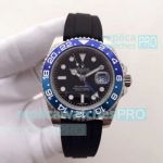 Swiss Grade Rolex GMT-Master II Black Dial D-Blue Bezel Rubber Strap Watch